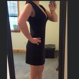 Low cut front/back black dress
